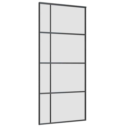 Schiebetür mit Beschlag Schwarz 90x205 cm ESG-Glas