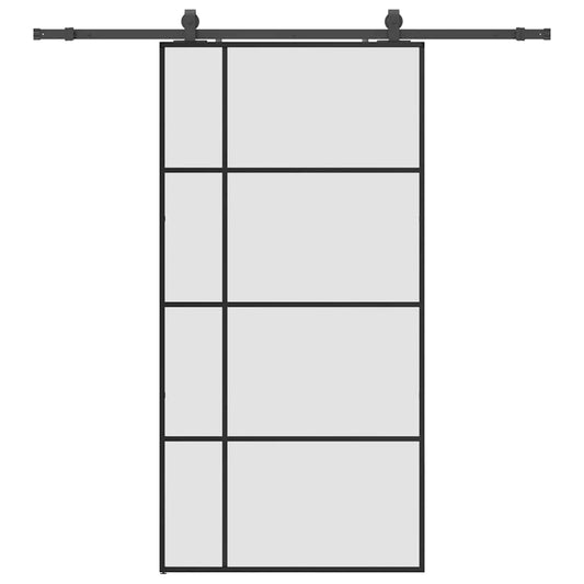Schiebetür mit Beschlag Schwarz 102,5x205 cm ESG-Glas