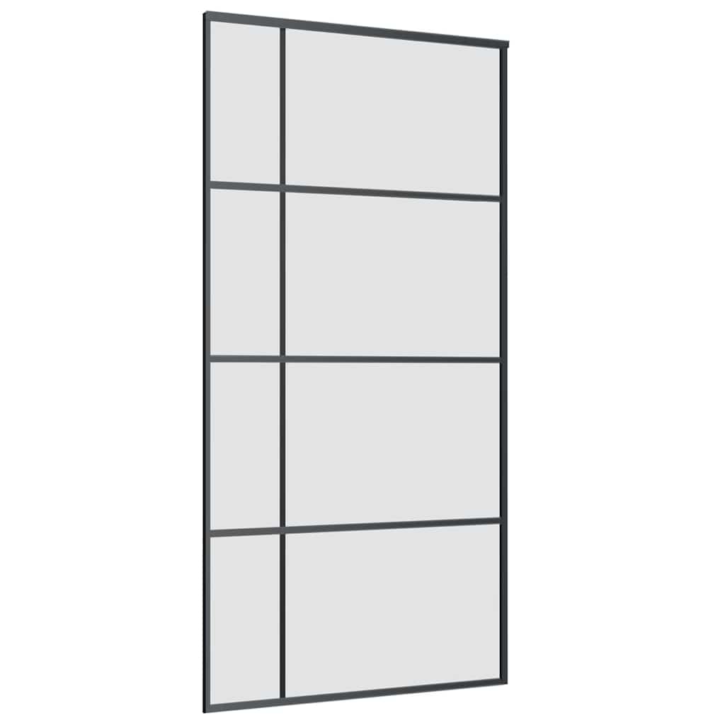 Schiebetür mit Beschlag Schwarz 102,5x205 cm ESG-Glas