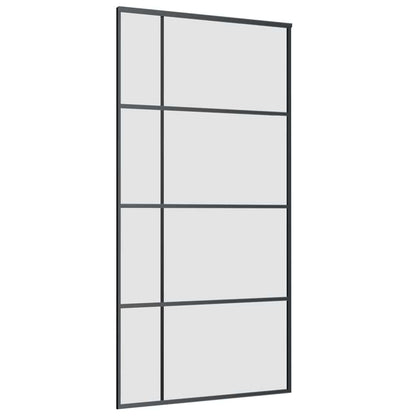 Schiebetür mit Beschlag Schwarz 102,5x205 cm ESG-Glas