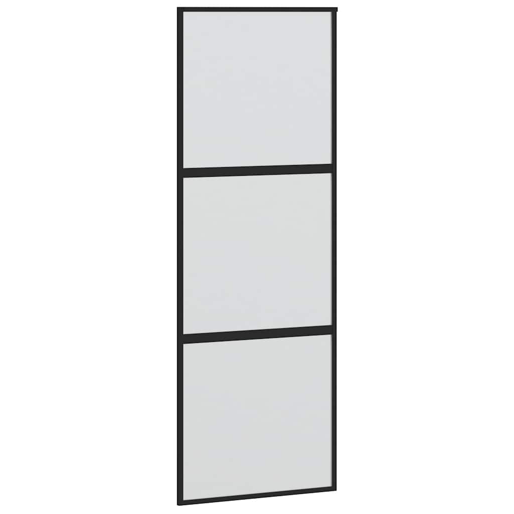 Schiebetür mit Beschlag Schwarz 76x205 cm Hartglas