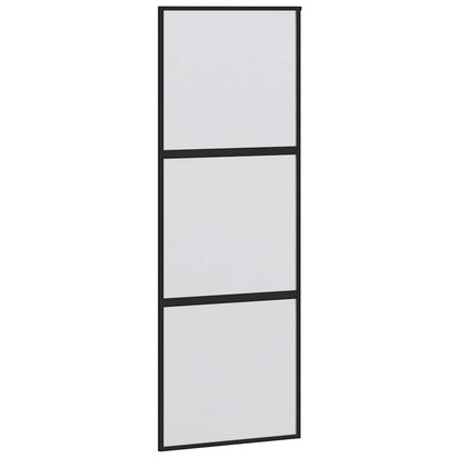 Schiebetür mit Beschlag Schwarz 76x205 cm Hartglas