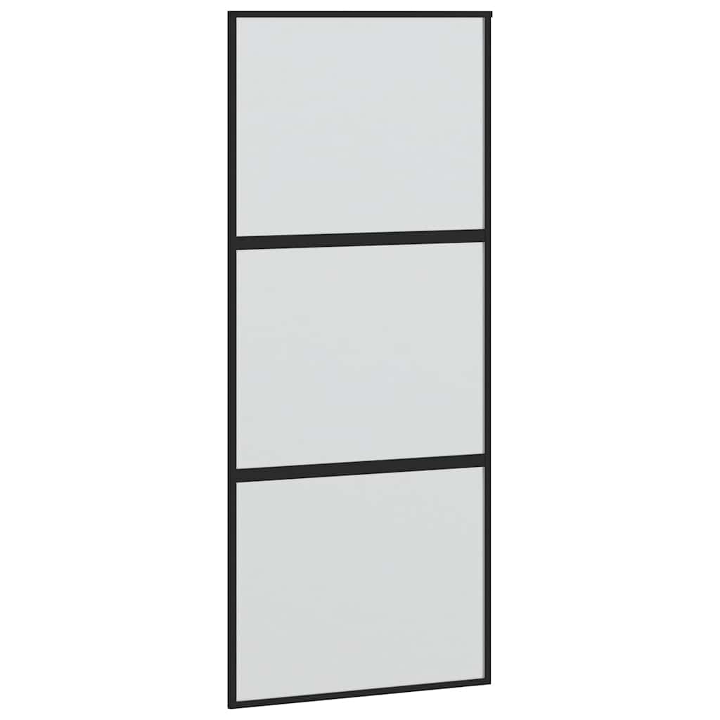 Schiebetür mit Beschlag Schwarz 90x205 cm Hartglas