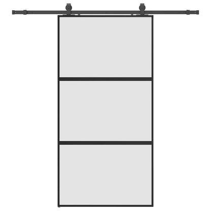 Schiebetür mit Beschlag Schwarz 102,5x205 cm Hartglas