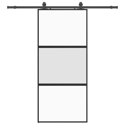 Schiebetür mit Beschlag Schwarz 90x205 cm Hartglas
