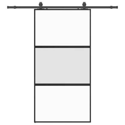 Schiebetür mit Beschlag Schwarz 102,5x205 cm Hartglas