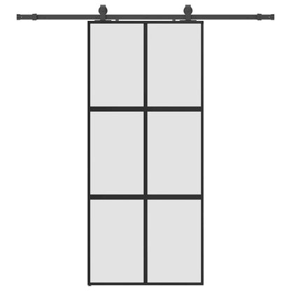 Schiebetür mit Beschlag Schwarz 90x205 cm Hartglas