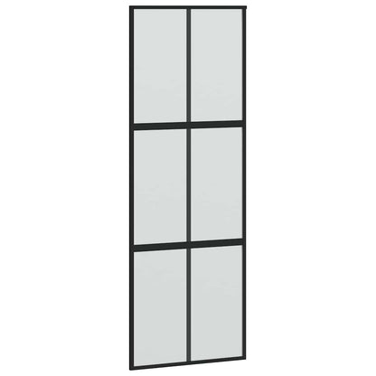 Schiebetür mit Beschlag Schwarz 90x205 cm Hartglas