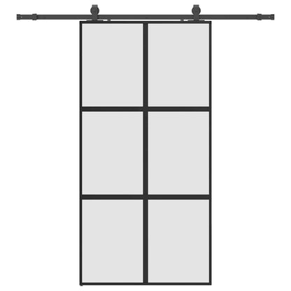 Schiebetür mit Beschlag Schwarz 102,5x205 cm Hartglas
