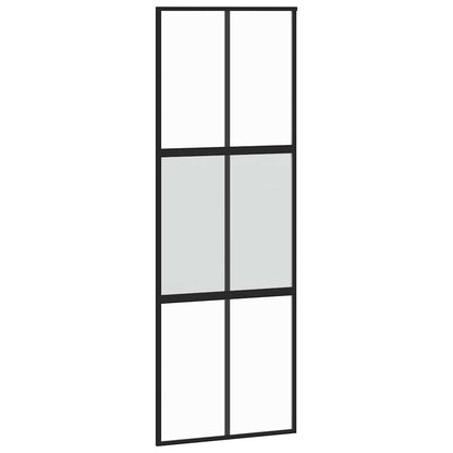 Schiebetür mit Beschlag Schwarz 76x205 cm Hartglas