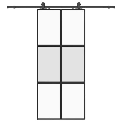 Schiebetür mit Beschlag Schwarz 90x205 cm Hartglas