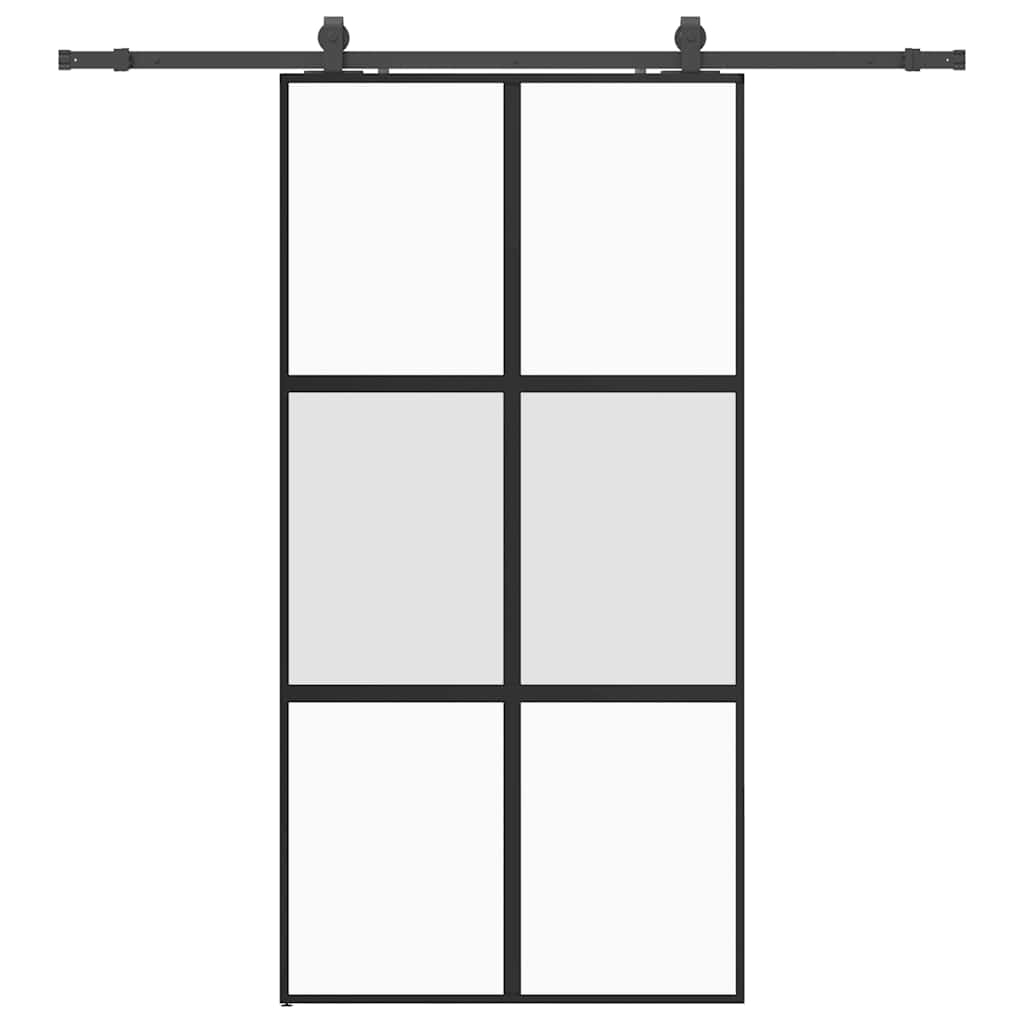Schiebetür mit Beschlag Schwarz 102,5x205 cm Hartglas