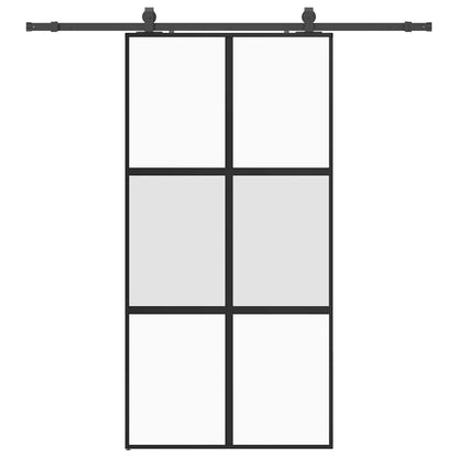 Schiebetür mit Beschlag Schwarz 102,5x205 cm Hartglas