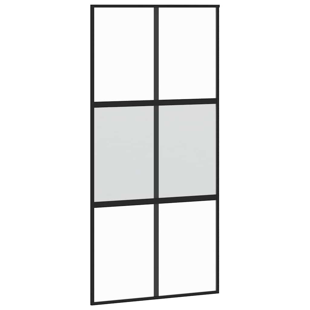 Schiebetür mit Beschlag Schwarz 102,5x205 cm Hartglas