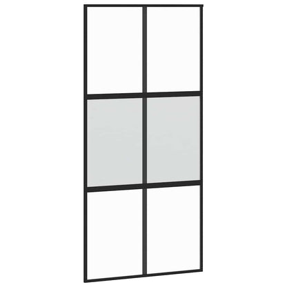 Schiebetür mit Beschlag Schwarz 102,5x205 cm Hartglas
