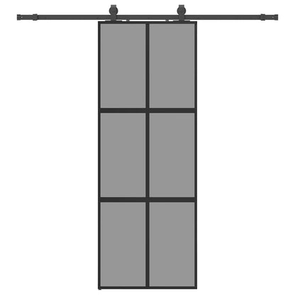 Schiebetür mit Beschlag Schwarz 76x205 cm Hartglas