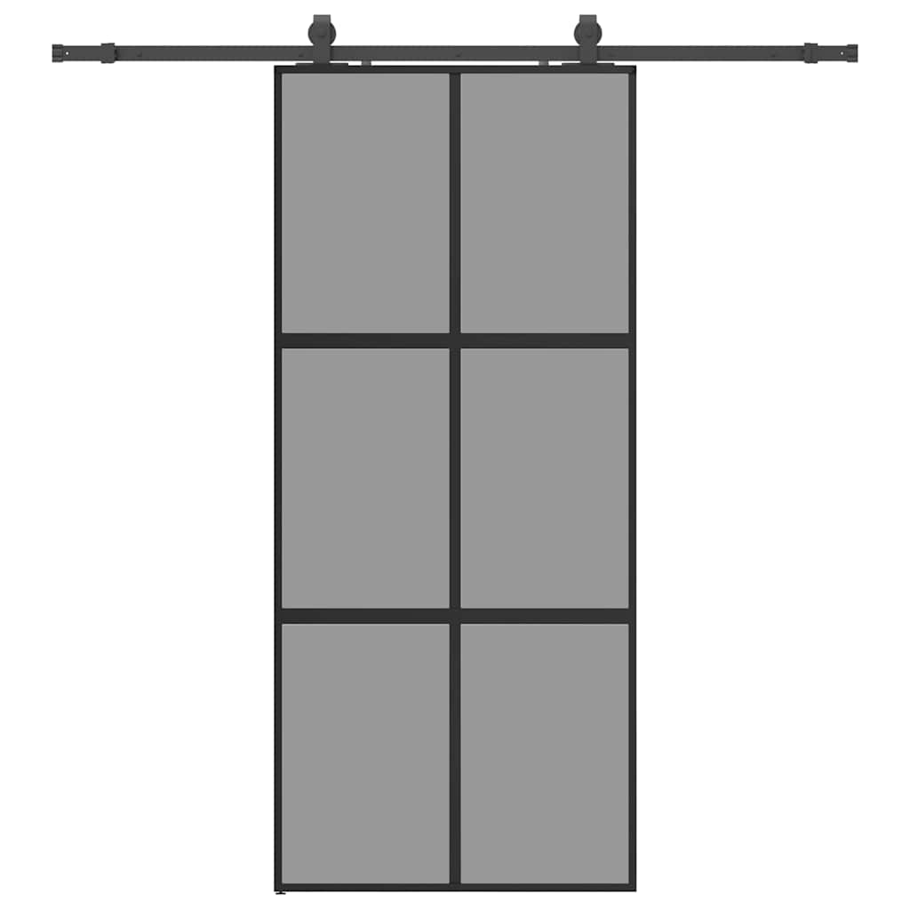 Schiebetür mit Beschlag Schwarz 90x205 cm Hartglas