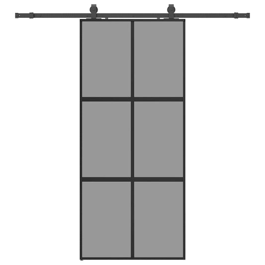 Schiebetür mit Beschlag Schwarz 90x205 cm Hartglas