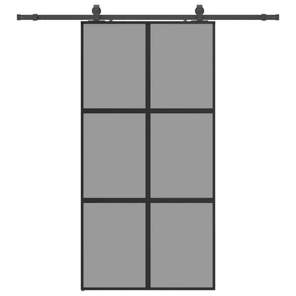 Schiebetür mit Beschlag Schwarz 102,5x205 cm Hartglas