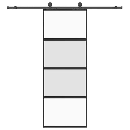 Schiebetür mit Beschlag Schwarz 76x205 cm Hartglas