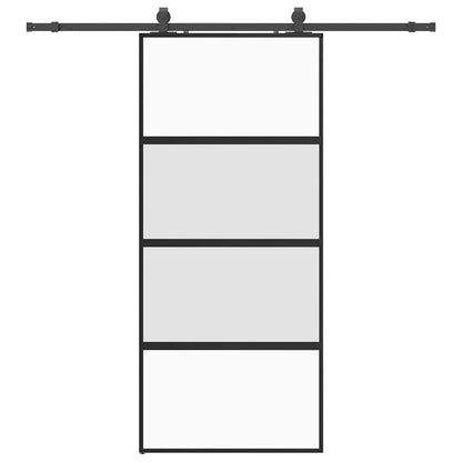 Schiebetür mit Beschlag Schwarz 90x205 cm Hartglas
