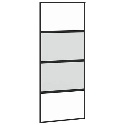 Schiebetür mit Beschlag Schwarz 90x205 cm Hartglas