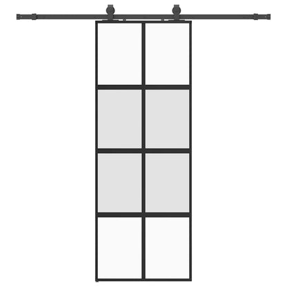 Schiebetür mit Beschlag Schwarz 76x205 cm Hartglas