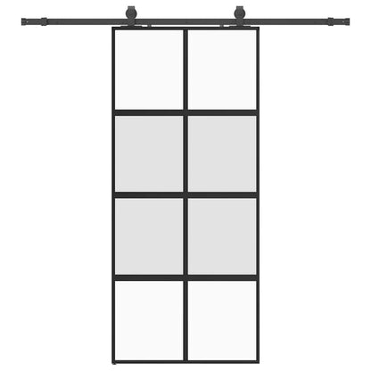 Schiebetür mit Beschlag Schwarz 90x205 cm Hartglas