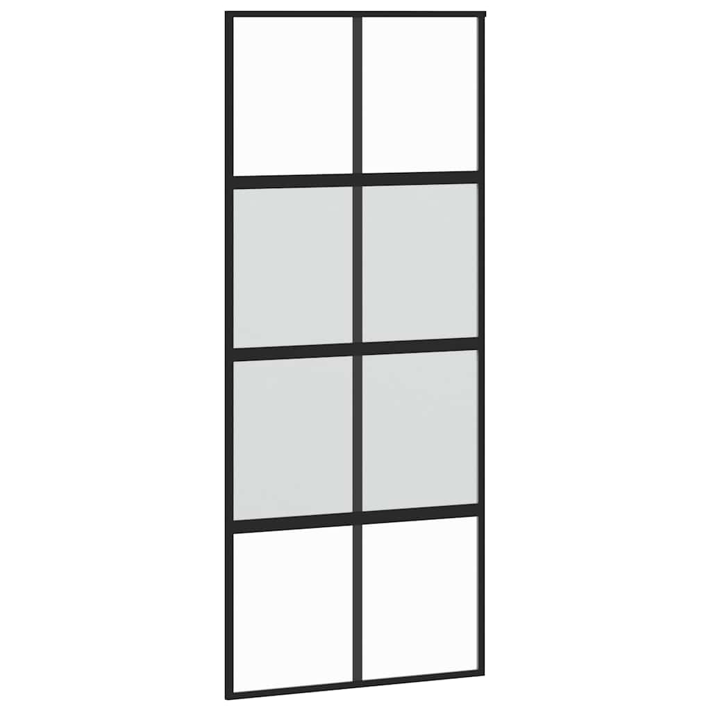 Schiebetür mit Beschlag Schwarz 90x205 cm Hartglas