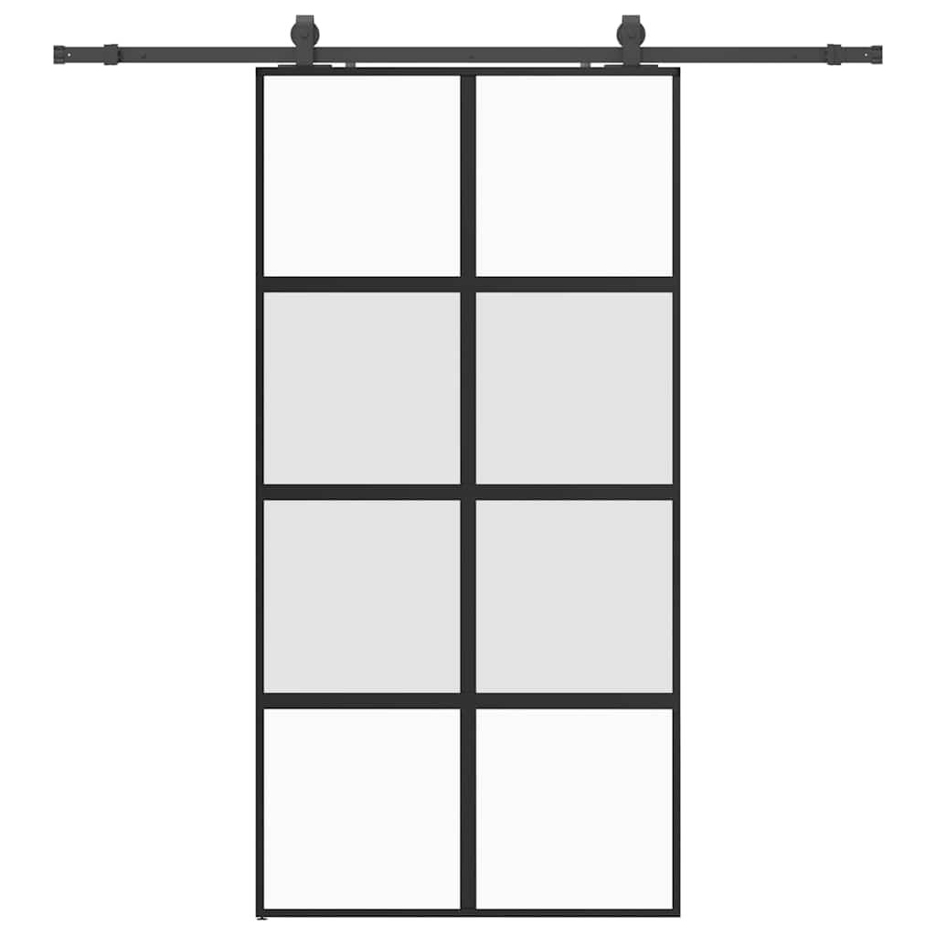 Schiebetür mit Beschlag Schwarz 102,5x205 cm Hartglas