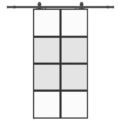 Schiebetür mit Beschlag Schwarz 102,5x205 cm Hartglas