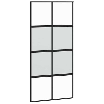 Schiebetür mit Beschlag Schwarz 102,5x205 cm Hartglas
