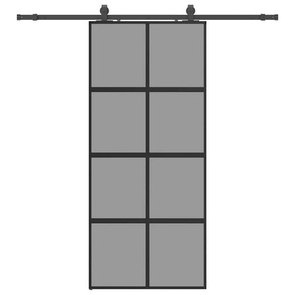 Schiebetür mit Beschlag Schwarz 90x205 cm Hartglas
