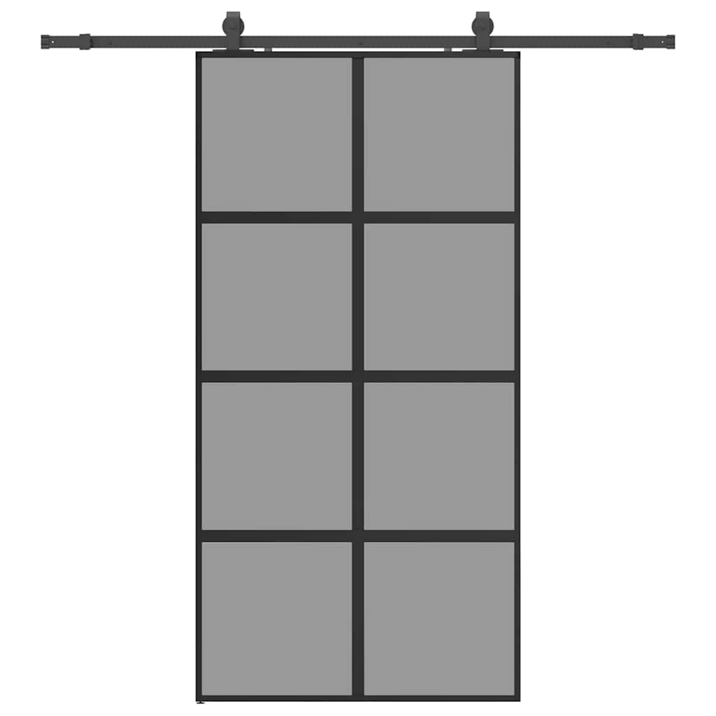 Schiebetür mit Beschlag Schwarz 102,5x205 cm Hartglas