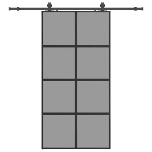 Schiebetür mit Beschlag Schwarz 102,5x205 cm Hartglas