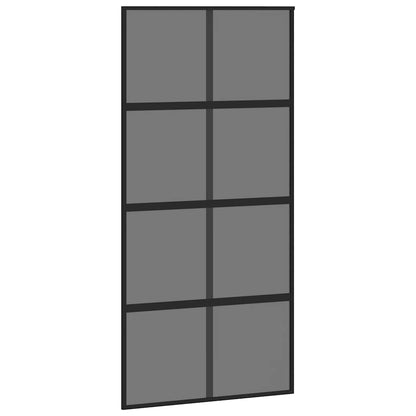 Schiebetür mit Beschlag Schwarz 102,5x205 cm Hartglas