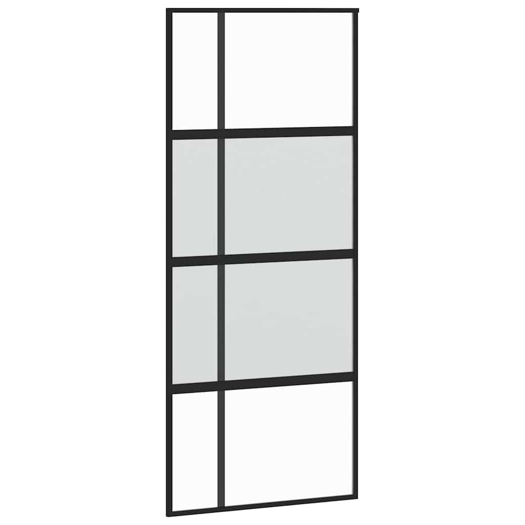 Schiebetür mit Beschlag Schwarz 90x205 cm Hartglas