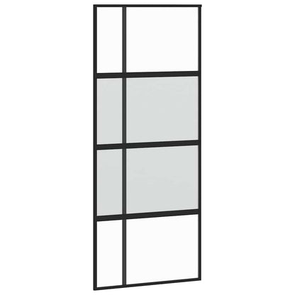 Schiebetür mit Beschlag Schwarz 90x205 cm Hartglas
