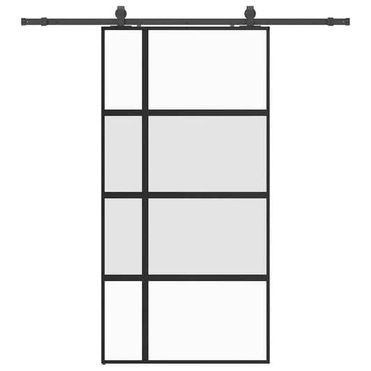 Schiebetür mit Beschlag Schwarz 102,5x205 cm Hartglas