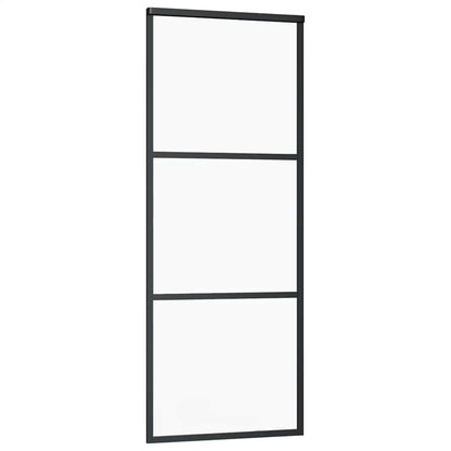Schiebetür mit Beschlag Schwarz 76x205 cm ESG-Glas