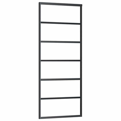 Schiebetür mit Beschlag Schwarz 76x205 cm ESG-Glas