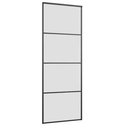 Schiebetür mit Beschlag Schwarz 76x205 cm ESG-Glas