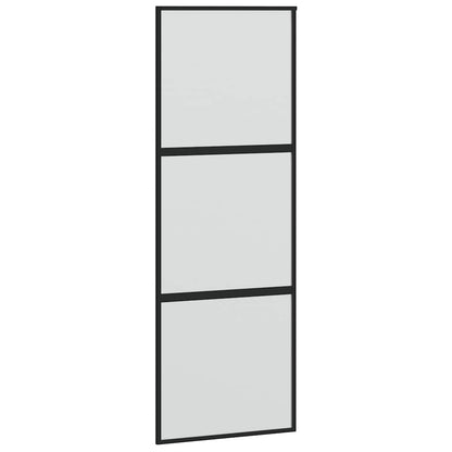 Schiebetür mit Beschlag Schwarz 76x205 cm Hartglas