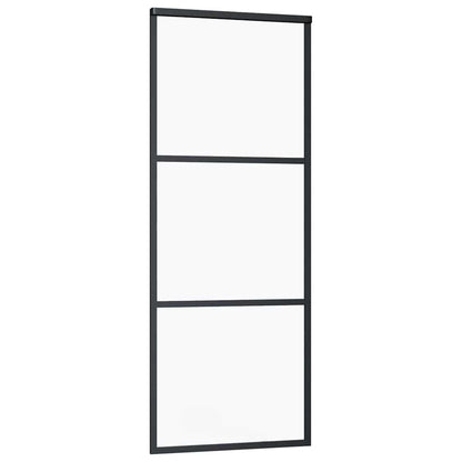Schiebetür mit Beschlag Schwarz 76x205 cm ESG-Glas