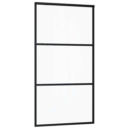Schiebetür mit Beschlag Schwarz 102x205 cm ESG-Glas