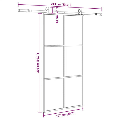 Schiebetür mit Beschlag Schwarz 102x205 cm ESG-Glas
