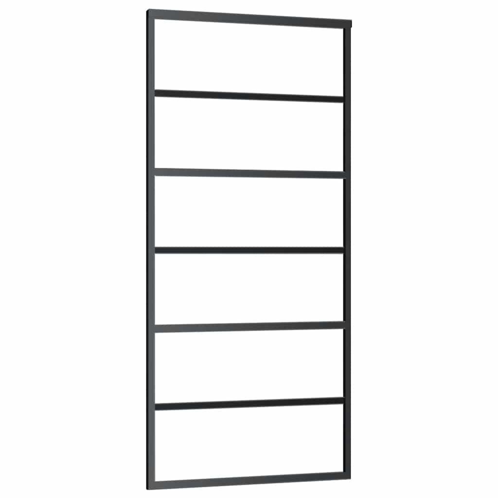 Schiebetür mit Beschlag Schwarz 90x205 cm ESG-Glas