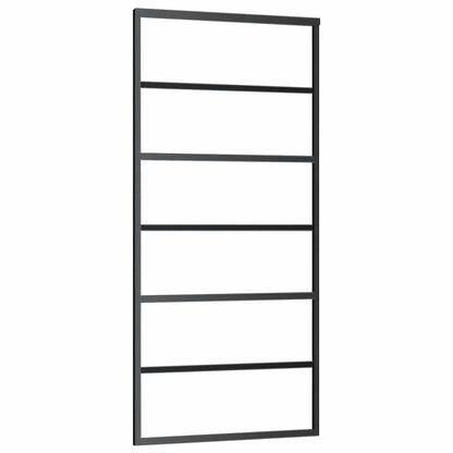 Schiebetür mit Beschlag Schwarz 90x205 cm ESG-Glas