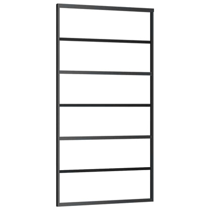 Schiebetür mit Beschlag Schwarz 102x205 cm ESG-Glas