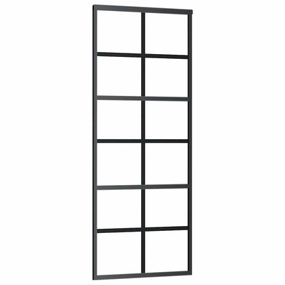 Schiebetür mit Beschlag Schwarz 76x205 cm ESG-Glas